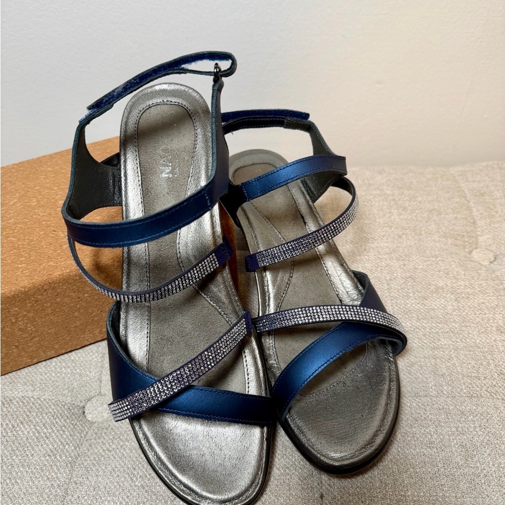 NAOT - Leather Rhinestone Detail Block Dress Sandals - Gently Used EU-41/US-9